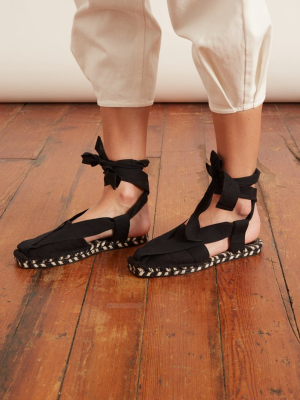 Espadrille Ankle Wrap Slipper In Black