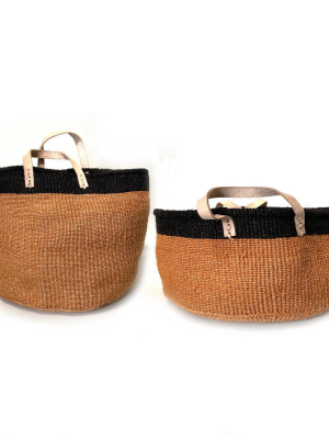 Floor Basket With Leather Handles