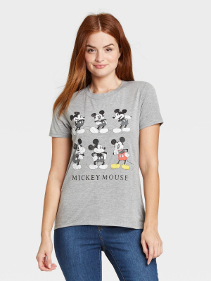 Women's Mickey Mouse Grid Short Sleeve Graphic T-shirt - Gray