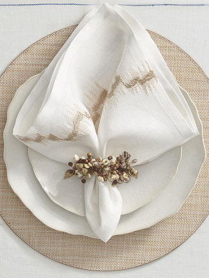 Kim Seybert Brushstroke Napkin - Set Of 4 - White & Natural