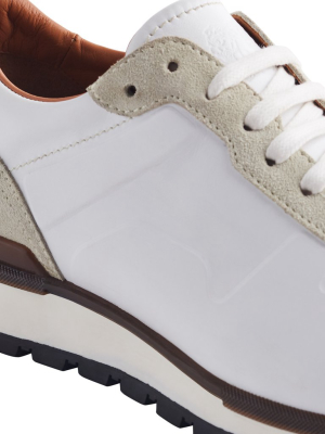 Davio Hand-burnished Leather Sneaker - White