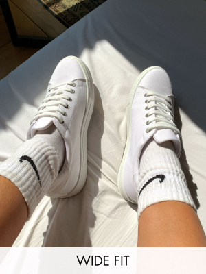 Asos Design Wide Fit Day Time Chunky Flatform Lace Up Sneakers In White