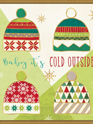 16" X 16" Winter Wishes Iii Hat By Veronique Charron Framed Canvas Wall Art - Amanti Art