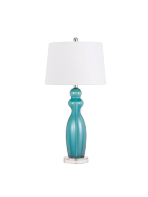 31" Pair Of Bristol Aqua Glass Table Lamp - Cal Lighting