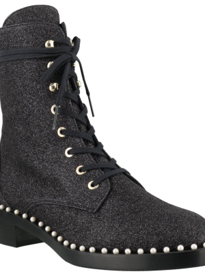 Stuart Weitzman Sondra Glitter Lace-up Boots