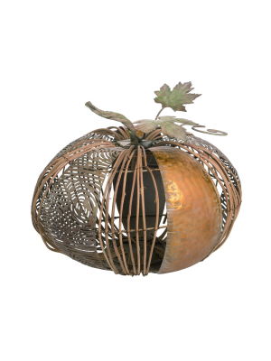 Transpac Metal 13 In. Gold Fall/harvest Natural Material Accent Gold Pumpkin