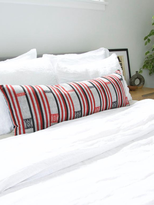 Naga Tribal Extra Long Lumbar Pillow - Black, Red, Grey - 14x36 (final Sale)