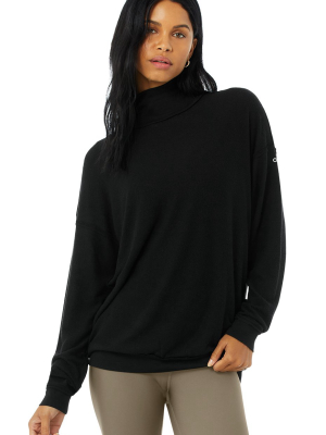 Alolux Soho Mock Neck Pullover - Black