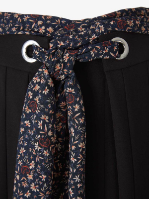 Chloé Floral-tie Pleated Midi Skirt