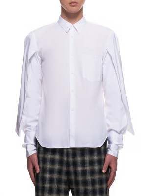 Layered Sleeve Button-up Shirt (pf-b007-051-white)