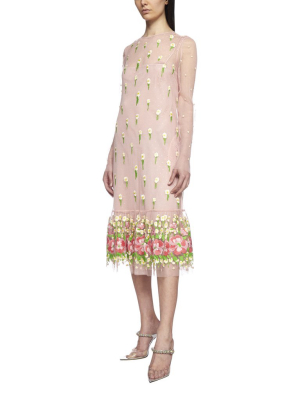 Redvalentino Floral Embroidered Layered Dress