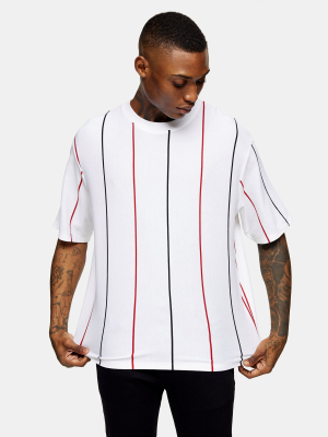 Red, White And Blue Pique Oversized T-shirt