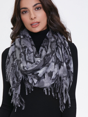 Snake Print Fringe Scarf