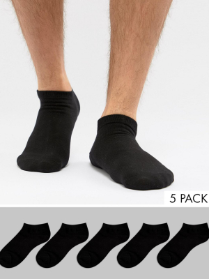 Jack & Jones Sneaker Socks 5 Pack In Black