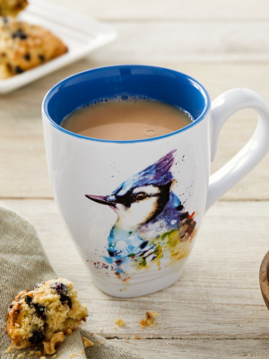 Demdaco Blue Jay Mug 12 Ounce - Blue