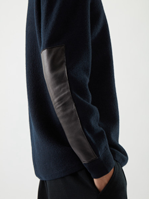 Merino Wool Sweater With Leather Detail