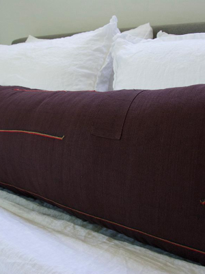 Vintage Brown Hmong Extra Long Lumbar Pillow - 14x36