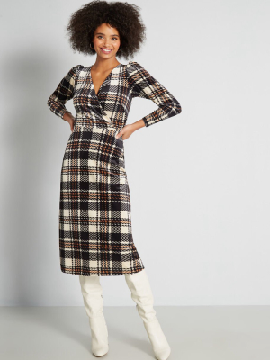 A Plaid Habit Midi Dress