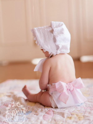 Baby Bow Bottom Bloomer - Worth Ave. White With Palm Beach Pink