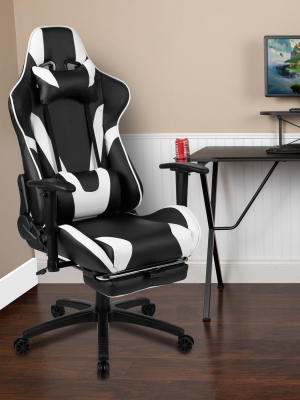 Flash Furniture X30 Gaming Chair Racing Office Ergonomic Computer Chair With Fully Reclining Back And Slide-out Footrest In Red Leathersoft