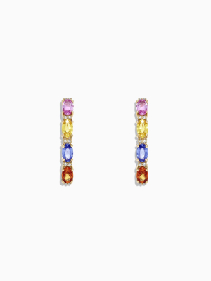 Effy Watercolors 14k Gold Multi Sapphire And Diamond Earrings, 2.58 Tcw