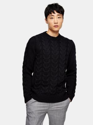 Navy Cable Knitted Sweater