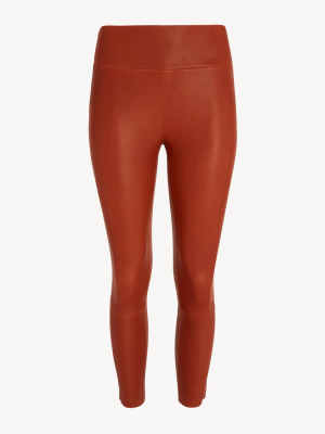 Cognac Leather Capri Legging