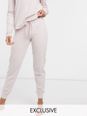 Lindex Exclusive Amy Organic Cotton Long Stripe Pajama Bottoms In Pink