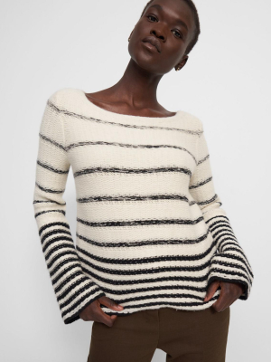 Uneven Stripe Sweater In Wool-cashmere