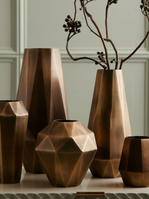 Faceted Metal Vases