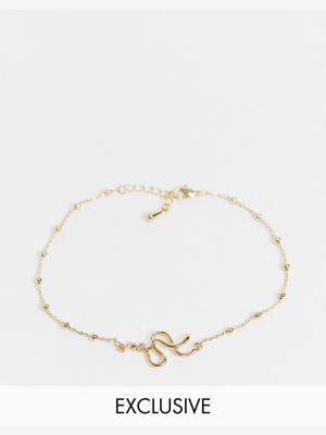 Designb London Exclusive Anklet In Gold With Snake Charm