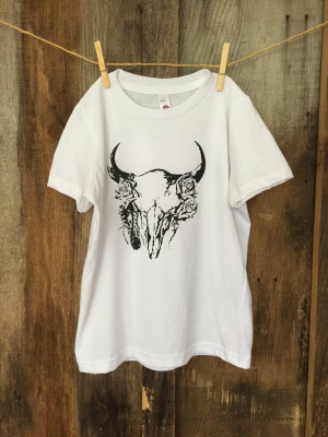 Bandit Kid "skull Roses" Tee White/blk