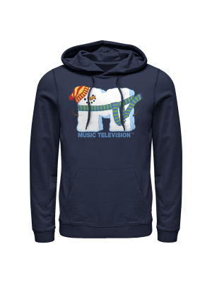 Men's Mtv Christmas Snowman Logo Pull Over Hoodie