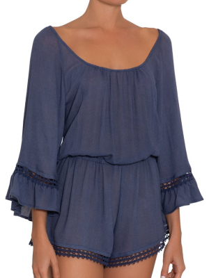 Eberjey Summer Of Love Rosalie Romper - Blue Indigo