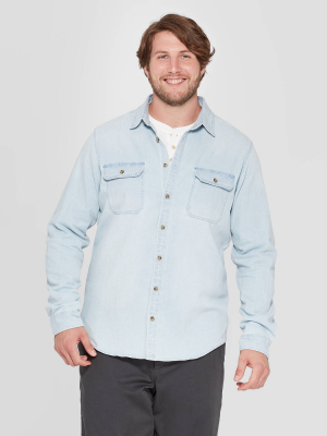Men's Big & Tall Standard Fit Stretch Denim Long Sleeve Button-down Shirt - Goodfellow & Co™