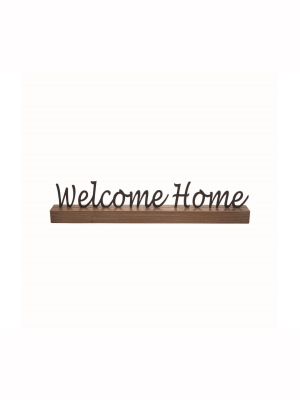 Black Metal "welcome Home" Wood And Metal Tabletop Accent - Foreside Home & Garden