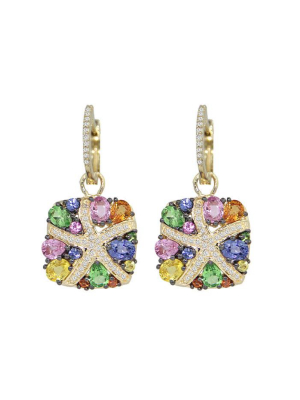 Effy Watercolors 14k Yellow Gold Multi Sapphire & Diamond Earrings, 3.98 Tcw