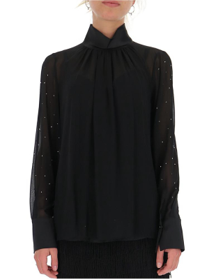 Max Mara Stud Detail Sheer Blouse