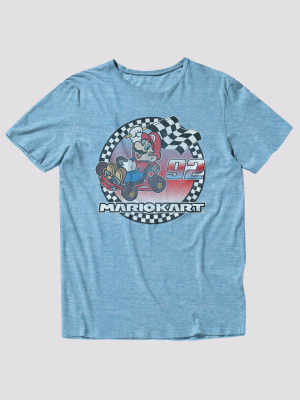 Men's Super Mario Kart Racing Short Sleeve Graphic T-shirt - Light Blue Heather