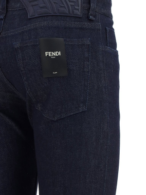 Fendi Ff Motif Patch Slim-fit Jeans