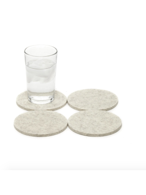 Round Felt Coasters - Heather White