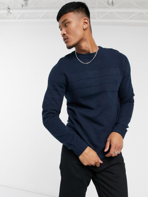 Jack & Jones Originals Sweater With Block Texture In Navy