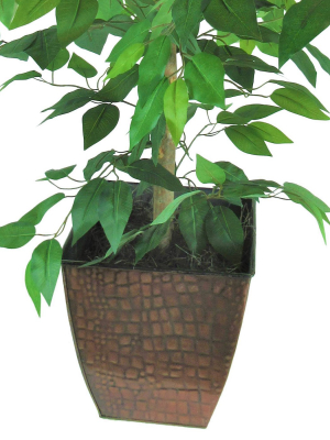 38" X 24" Artificial Ficus Tree In Metal Container - Lcg Florals