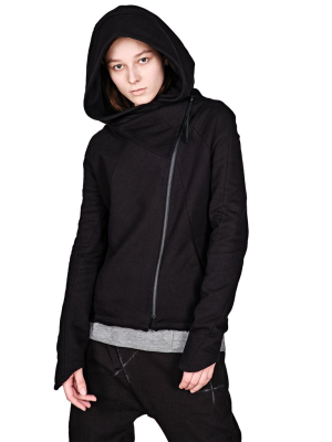 Asymmetric Zip Cotton Hoodie