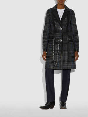 Tailored Wool Coat With Leather Detail