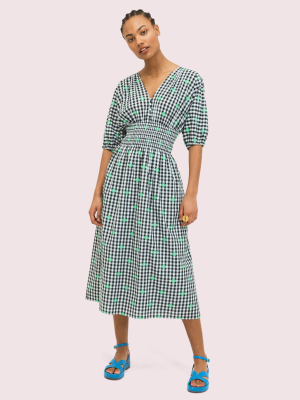 Gingham Voile Midi Dress