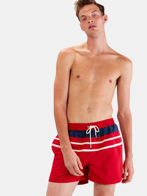 Classic Drawstring Swim Trunks (men's) - Red/blue