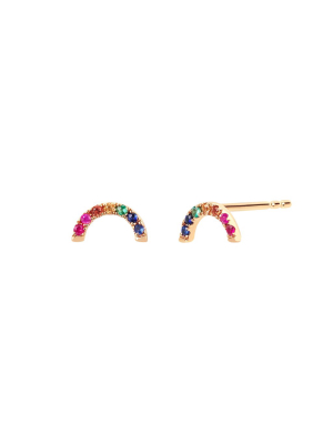 Rainbow Studs - Yellow Gold