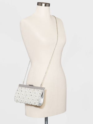 Estee & Lilly Pearl And Stone Framed Clutch - Silver