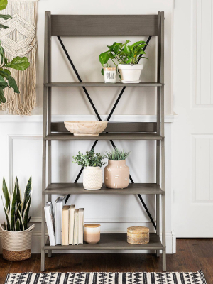 Ivy Boho 4 Tier Solid Wood Ladder Bookshelf - Saracina Home